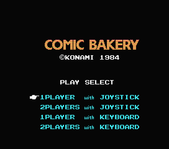 Comic Bakery title screen for MSX